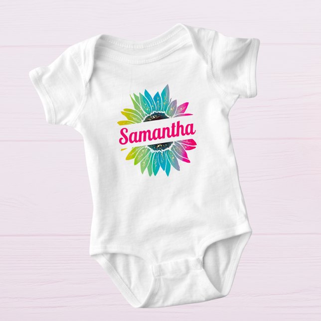 Custom Sunflower Monogram Baby Bodysuit Strampler (Von Creator hochgeladen)