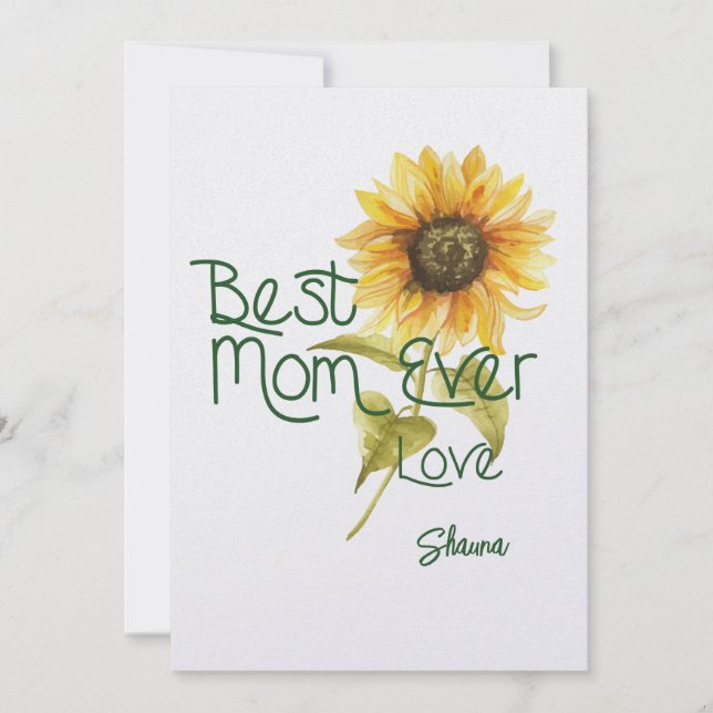 Custom Sunflower Mother's Day Card - Beste Mama je Einladung (Vorderseite)