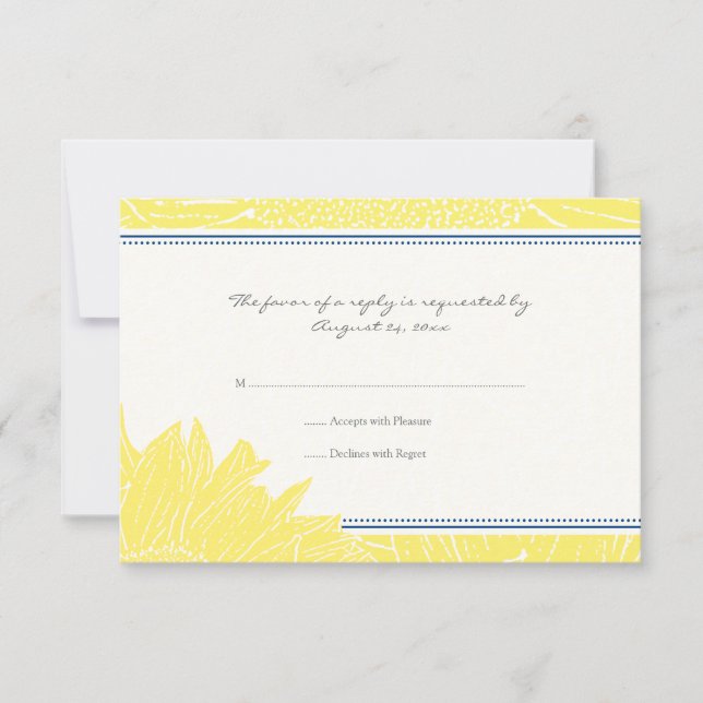 ::custom: Sunflower RSVP Card: Navy&Yellow (Vorderseite)