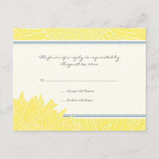 ::custom: Sunflower RSVP Card: Navy & Yellow Karte