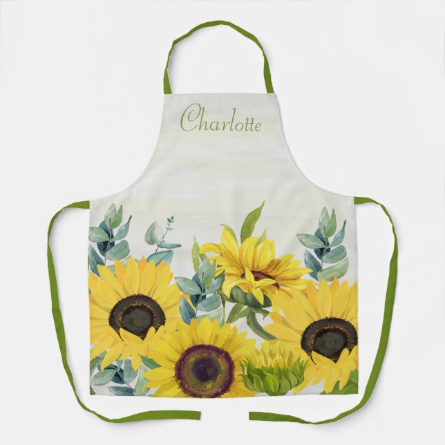 Custom Sunflower Watercolor Illustration Schürze (Vorderseite)