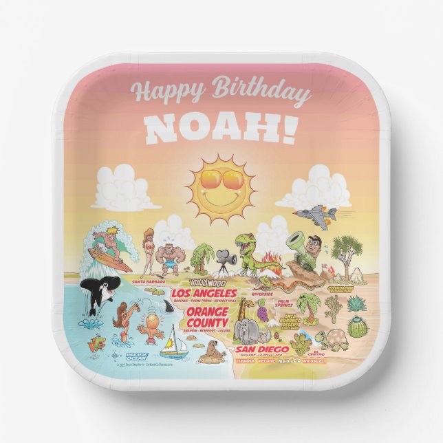 Custom Sunny SoCal Pappteller (Vorderseite)