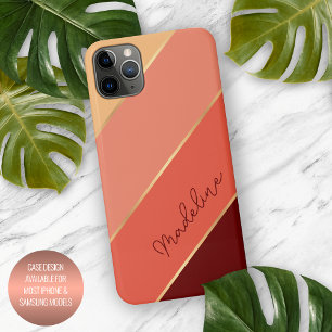 Custom Sunny Summer Dark Red Coral Orange Streifen iPhone 11Pro Max Hülle
