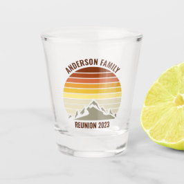 Custom Sunset Mountain Family Wiedersehen Keepake Schnapsglas