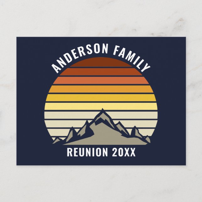 Custom Sunset Mountain Family Wiedersehen Party Postkarte (Vorderseite)