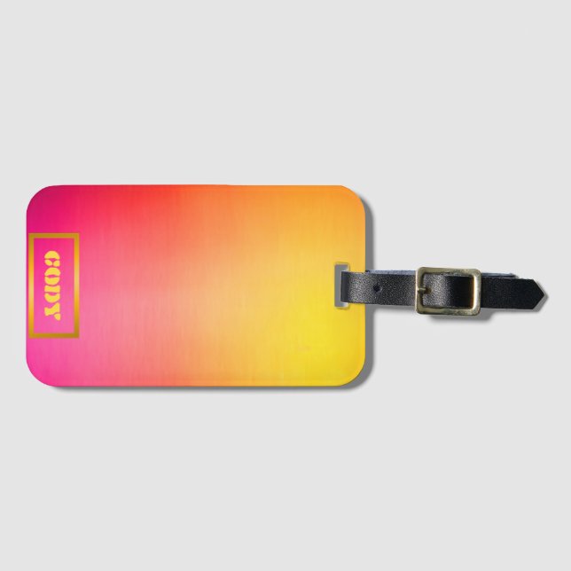 Custom Sunset Ombre Rosa und Gelb Reise Gepäckanhänger (Vorderseite (Horizontal))