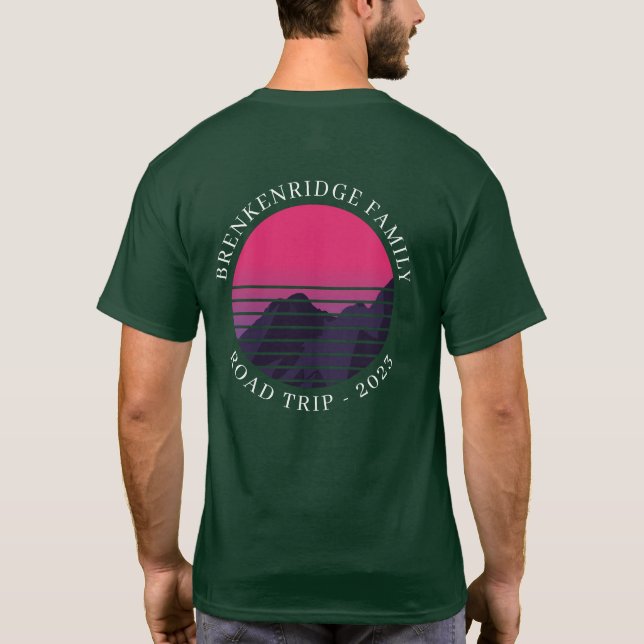 Custom Sunset Retro Family Road Trip T-Shirt (Rückseite)