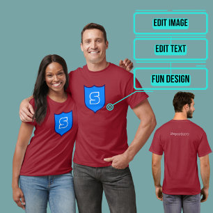Custom Superherd Blue Shield Geek T-Shirt
