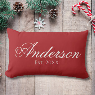 Custom Surname Red Christmas Lendenkissen