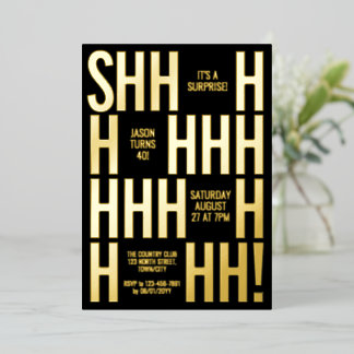 Custom Surprise Birthday Party Invite, Shhh Secret Folieneinladung