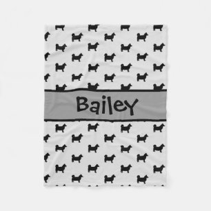 Custom Swedish Vallhund Hund Silhouette Fleecedecke