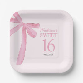 Custom Sweet 16th Birthday Coquette Pink Bow  Pappteller