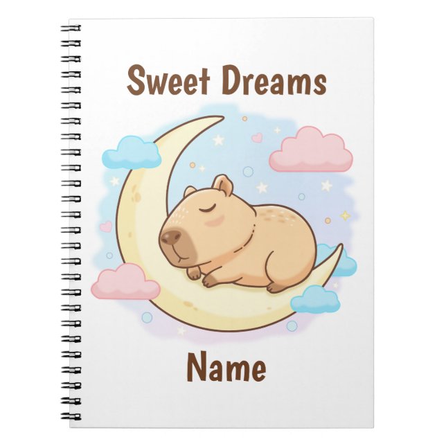 Custom Sweet Dreams Capybara Notebook Notizblock (Vorderseite)