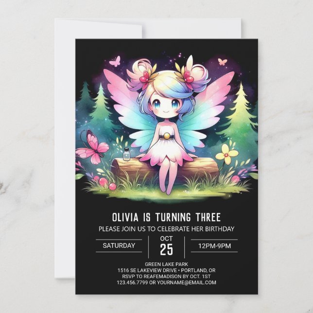 Custom Sweet Fairy Birthday Einladung (Vorderseite)