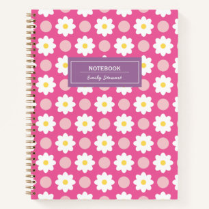 Custom Sweet Pink Retro Floral Muster Notebook Notizbuch