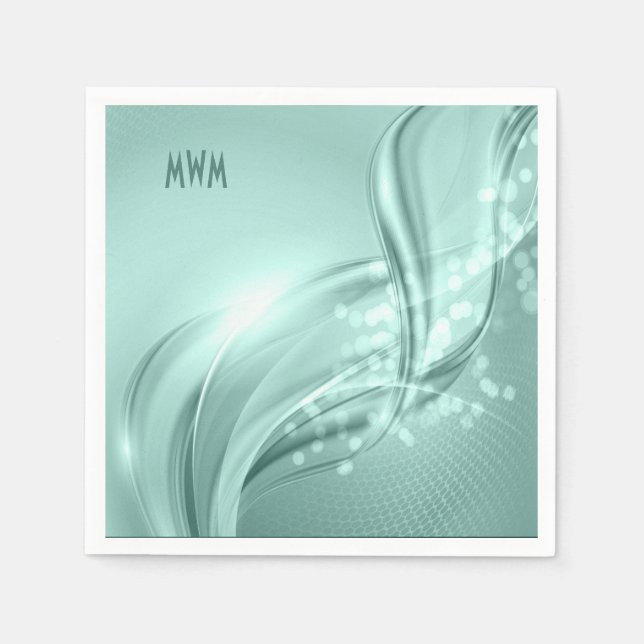 Custom Swirt Minze Green Muster Cocktail Napkins Serviette (Vorderseite)