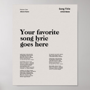 Custom Swiss Style Texte Poster Song Lyrik Art