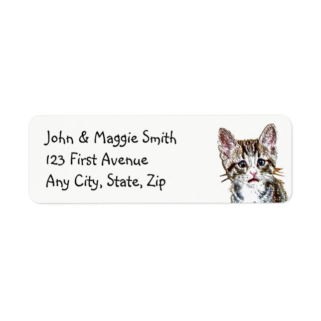Custom Tabby Cat Kitten Niedlich Address Label (Vorne)