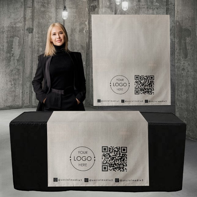 Custom Table Runner Banner Linen Business QR Code Wandteppich (Custom Table Runner Banner Linen Business QR Code Tapestry)