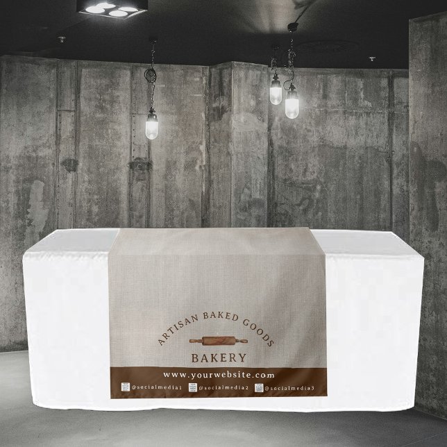 Custom Table Runner Logo Market Booth sign Display Wandteppich (Rustic Bakery Vendor Expo Display Table Runner Tapestry)