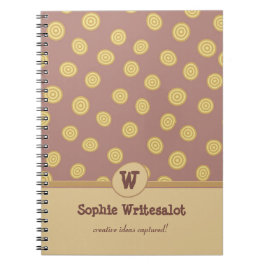 Custom Tan und Taupe Whimsical Monogram Notebook Notizblock