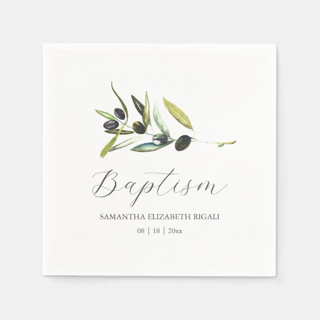 Custom Taufe Napkins einfache Olive Branch Serviette (Vorderseite)