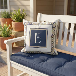 Custom Taupe Beige Dark Navy Blue Polka Dots Art Kissen