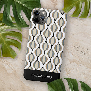 Custom Taupe Beige Tan Gray White Ogee Waves iPhone 12 Hülle