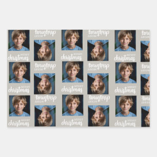 Custom Taupe Weihnachts Foto Wrapping Paper Sheets Geschenkpapier Set