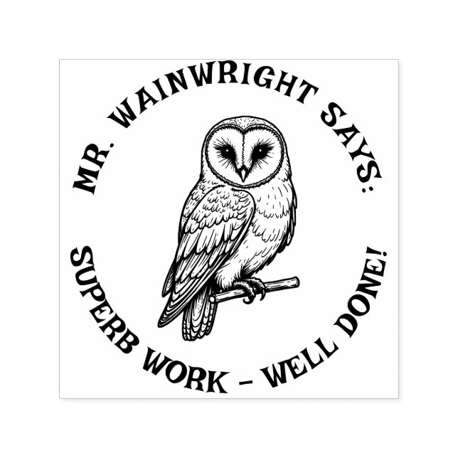 Custom Teacher Barn Owl Briefmarke - Niedlich "Sup Permastempel (Design)