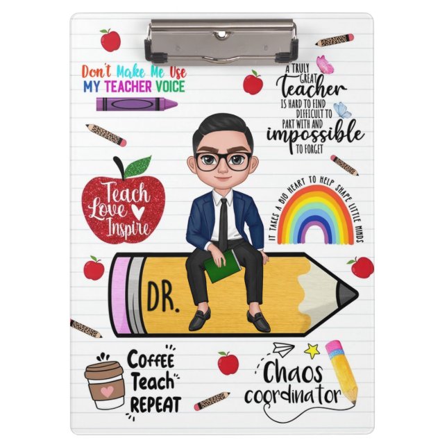 Custom Teacher Clipboard Back to School For Him Klemmbrett (Vorderseite)