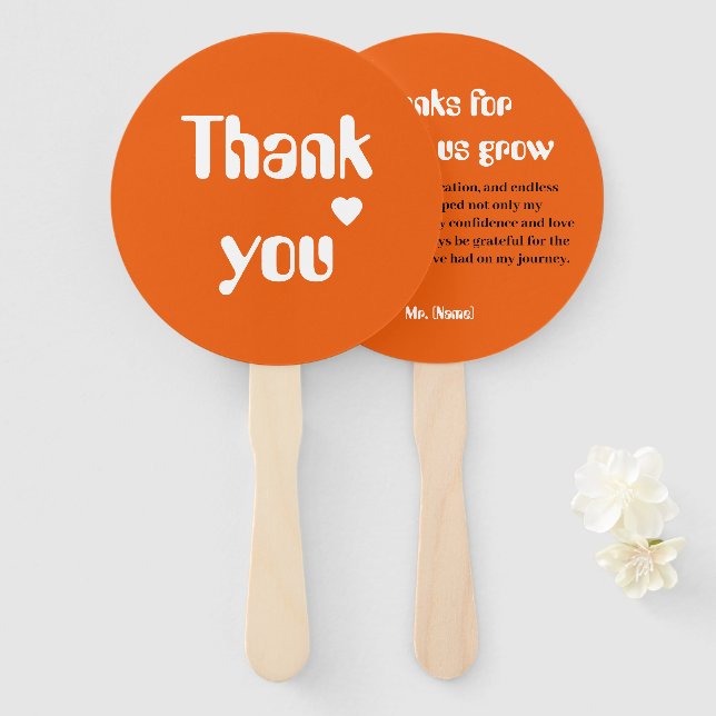 Custom Teacher Danke Fan Fächer (Vorne und Hinten)