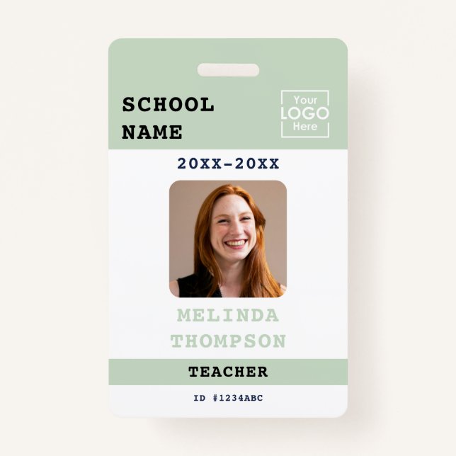 Custom Teacher ID Card School Template Name Photo Ausweis (Vorderseite)
