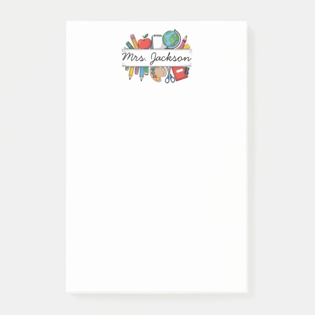 Custom Teacher Name Back to School Post-it Klebezettel (Vorderseite)