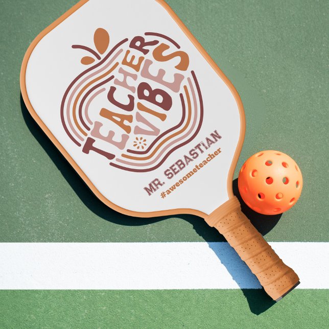 Custom Teacher Vibes Boho Apple Phantastisch Teach Pickleball Schläger (Von Creator hochgeladen)