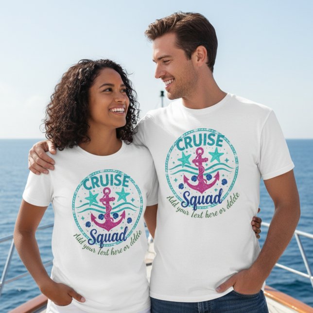 Custom Teal Cruise Squad Group Vacation T-Shirt (Von Creator hochgeladen)