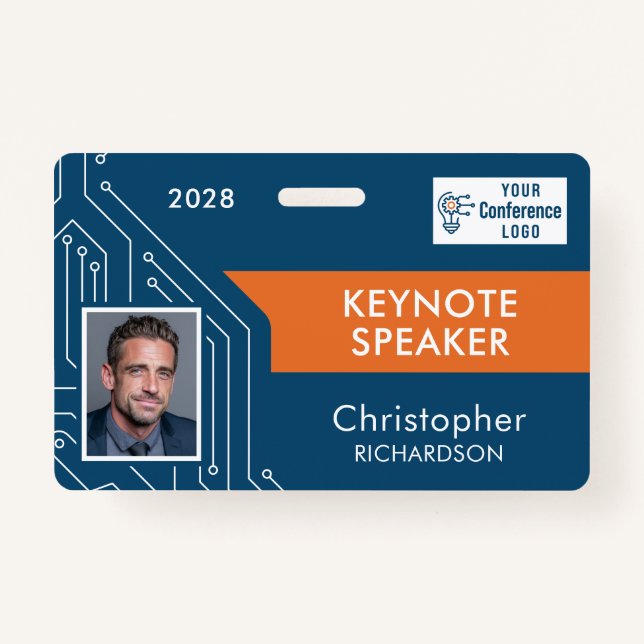 Custom Technology Keynote Speaker Photo ID Badge Ausweis (Vorderseite)