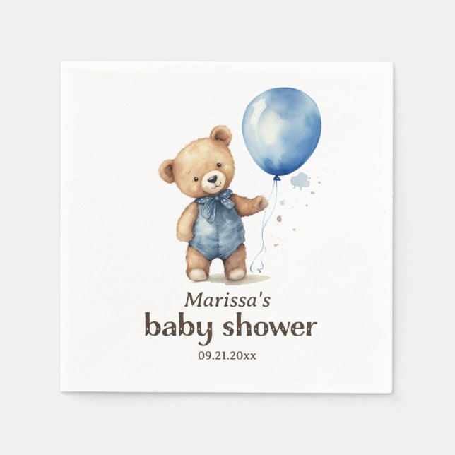 Custom Teddy Bear Baby Boy Dusche Serviette (Vorderseite)