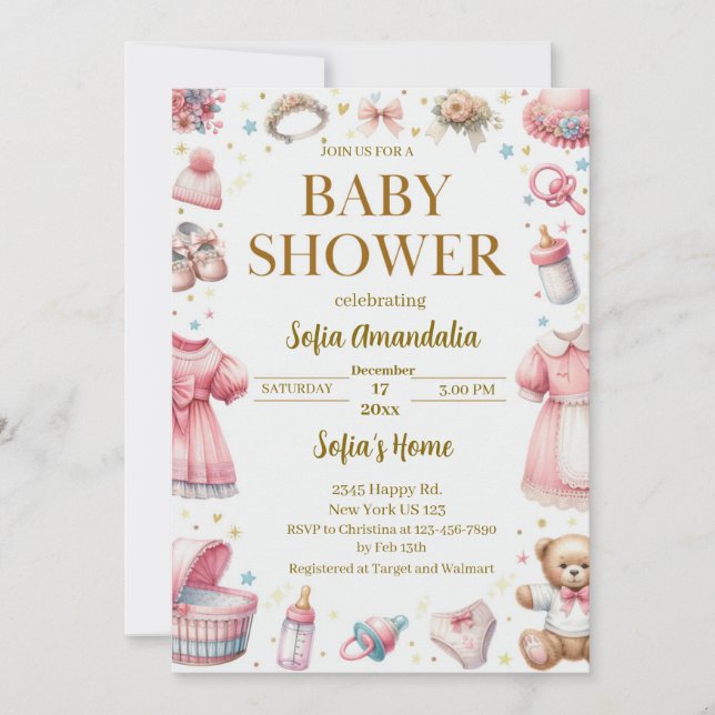 Custom Teddy Bear Baby Shower Einladungen (Vorderseite)