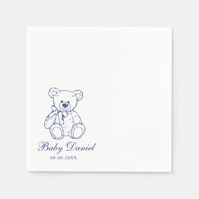 Custom Teddy Bear Baby Shower Serviette (Vorderseite)