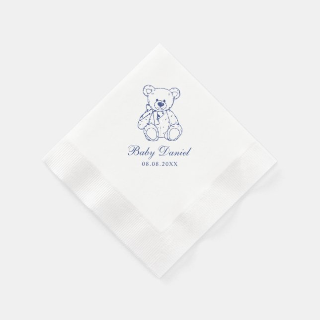 Custom Teddy Bear Baby Shower Serviette (Ecke)