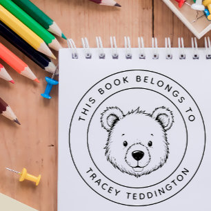 Custom Teddy Bear Dieses Buch gehört zu Kid's Name Gummistempel