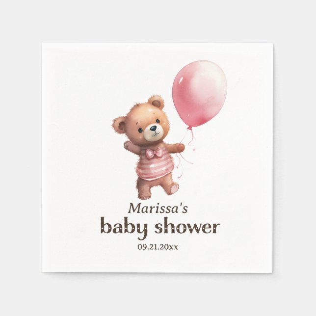 Custom Teddy Bear Girl Babydusche Serviette (Vorderseite)