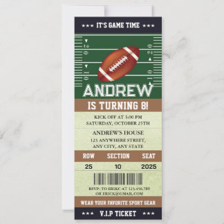 Custom Template American Football Ticket Geburtsta Einladung
