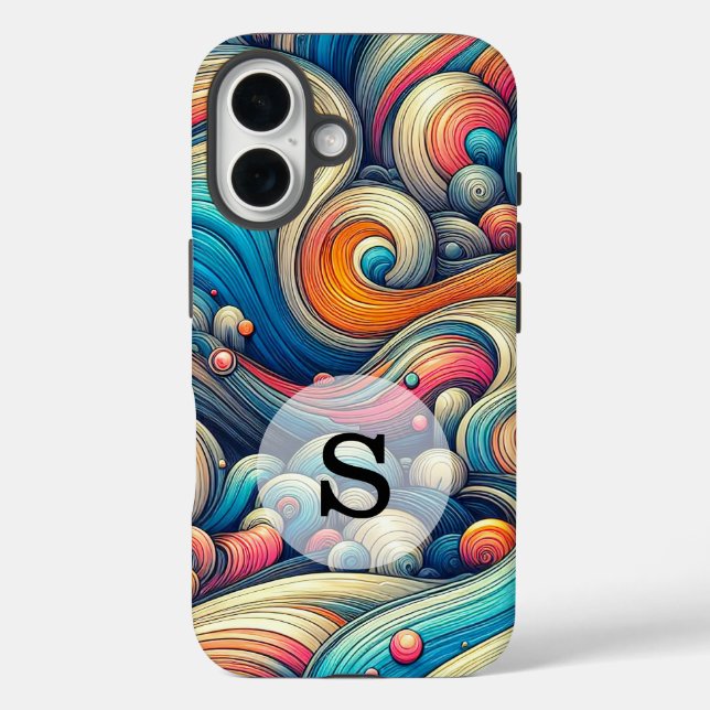 Custom Template Psychedelic Wavy Print Case-Mate iPhone Hülle (Rückseite)