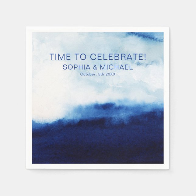 Custom Template Watercolor Blue Celebration Serviette (Vorderseite)