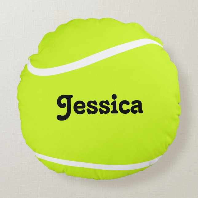 Custom Tennis Ball Player oder Teamname Pillow Rundes Kissen (Vorderseite)