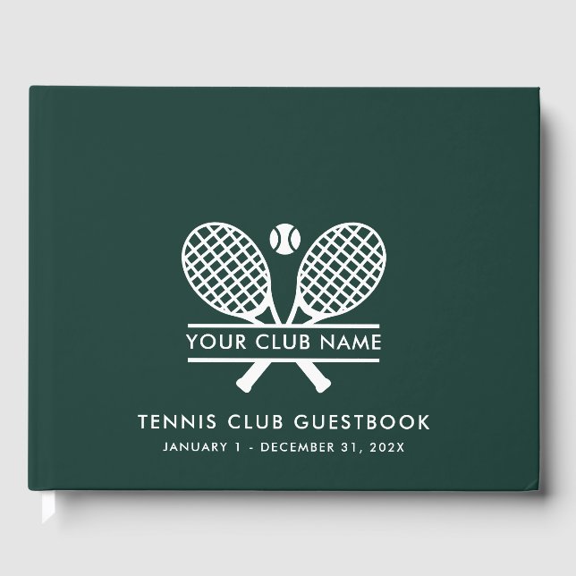 Custom Tennis Club House Modernes Grün Gästebuch (Vorderseite)