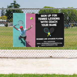 Custom Tennis Coach Coache Unterricht Schwarz Banner