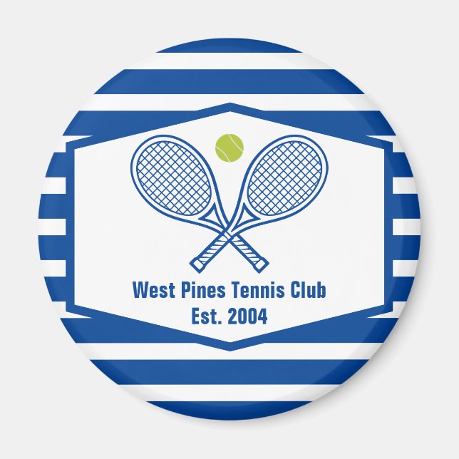 Custom Tennis Country Club Blaue Streifen Magnet (Vorne)